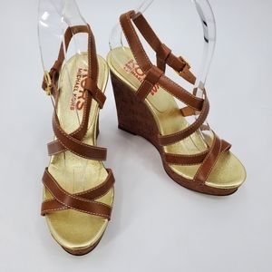 KORS MICHAEL KORS brown wedge sandals